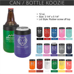 Regular Bottle Or Can Koozie. Holds 12 oz. Cans. Comes In 16 Different Colors. Includes A Rubber Screw Off Top To Secure Bottle Or Can In Place.