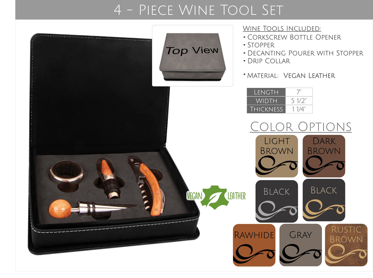 Keep Calm and Drink Wine - WINE TOOL SETS: *Free Shipping* - Custom Engraved 2 and 4 Piece Wine Tool Sets - Vegan Leather and Bamboo Boxes