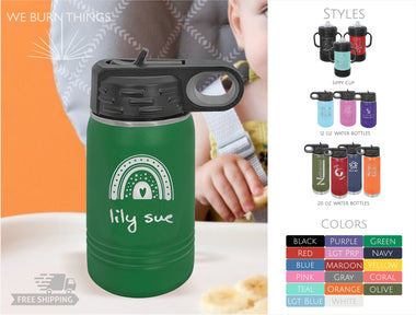 Custom Name Boho Rainbow - BABY & KID DRINKWARE: *Free Shipping* - Custom Polar Camel Sippy Cup - Personalized Toddler Water Bottle