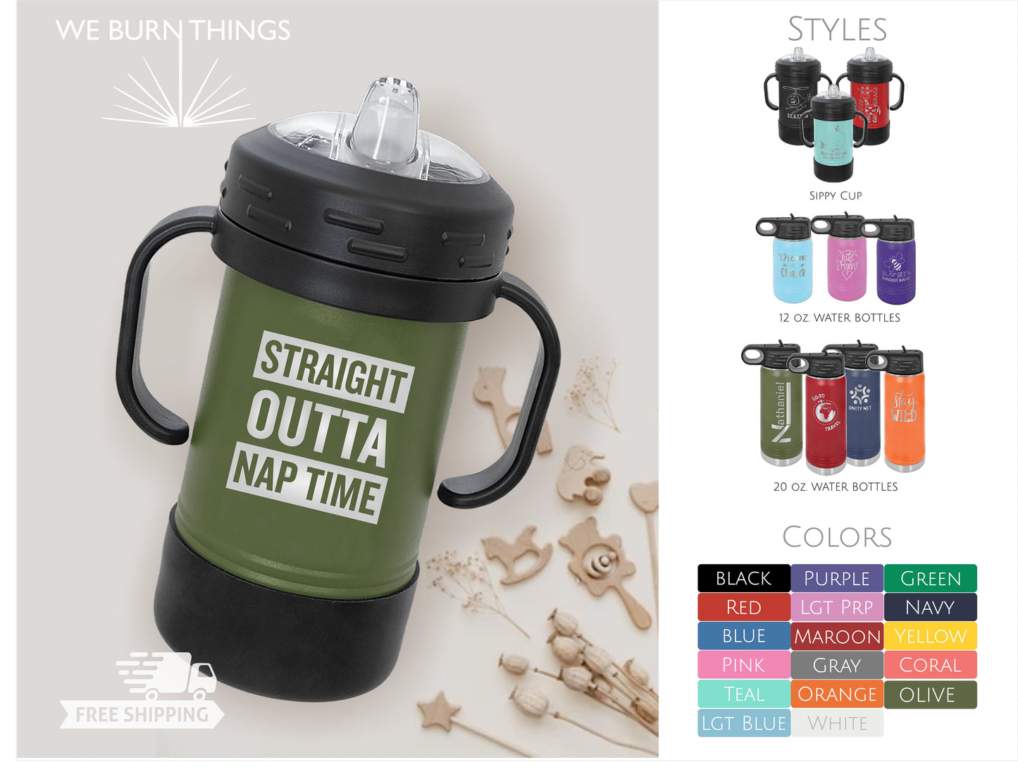 Straight Outta Nap Time - BABY & KID DRINKWARE: *Free Shipping* - Custom Polar Camel Sippy Cup - Personalized Toddler Water Bottle