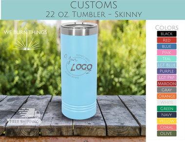Custom Engraved 22 oz. Skinny Tumbler - FREE SHIPPING - Company and Event Logos Stainless Steel Double Wall Insulated Polar Camel Drinkware